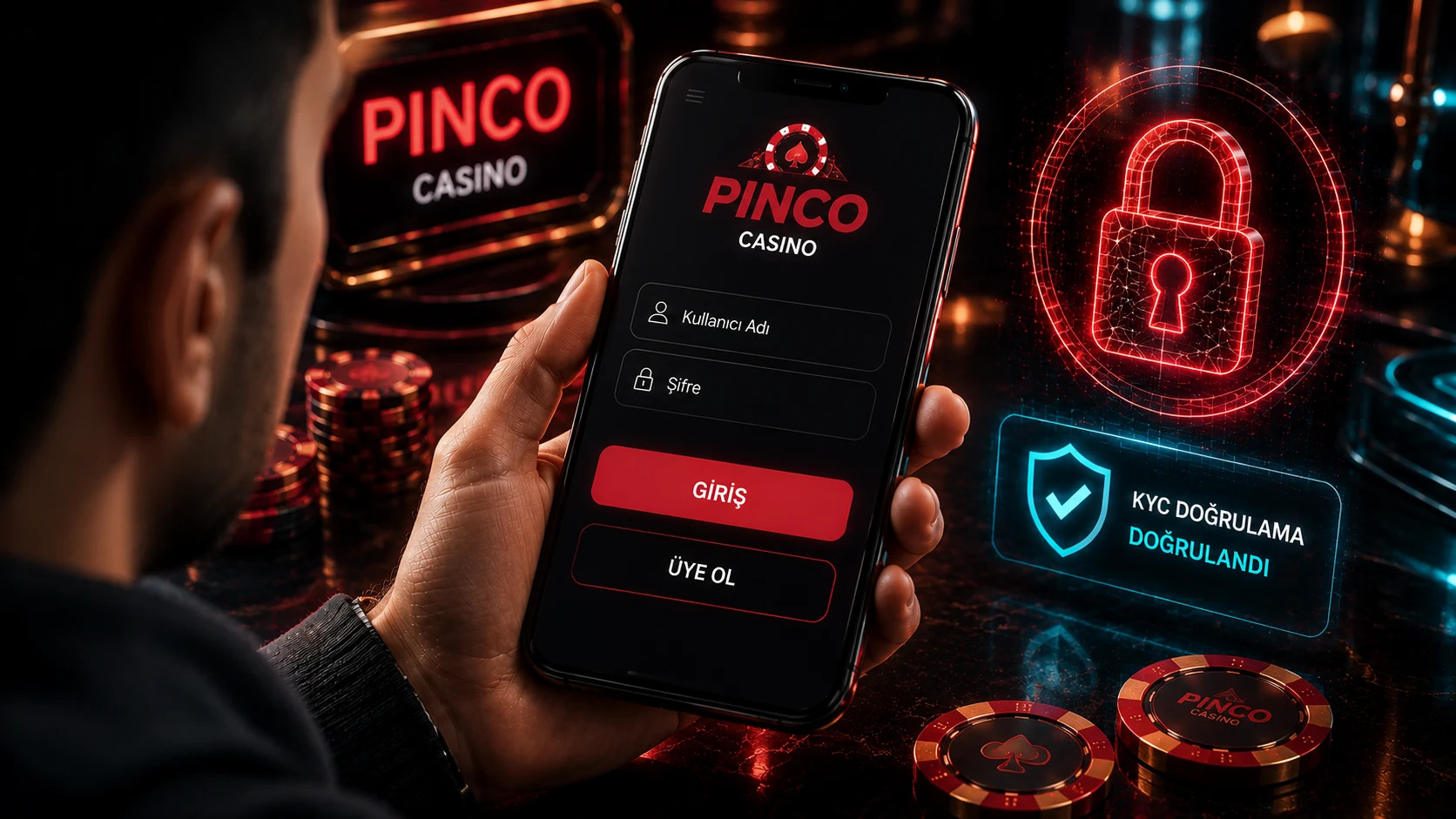 Pinco casino kayıt ekranında üyelik ve doğrulama adımları